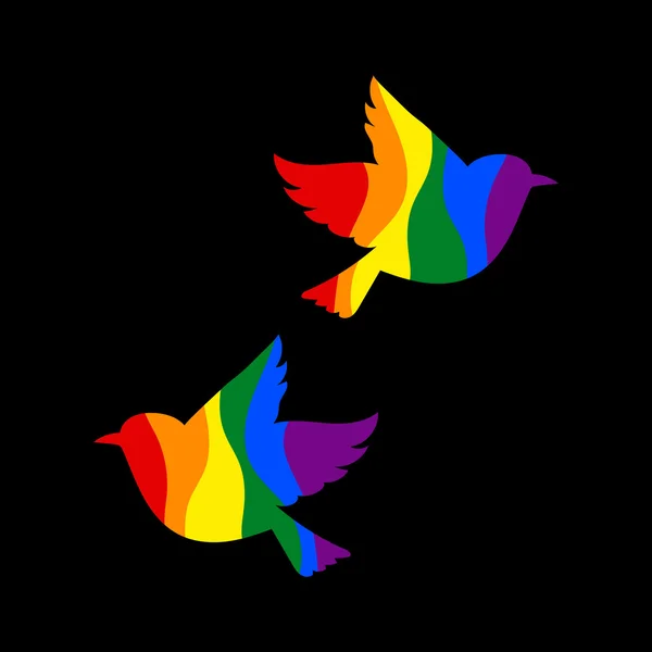 Vector afbeelding van zes-stripe regenboog vogels — Stockvector