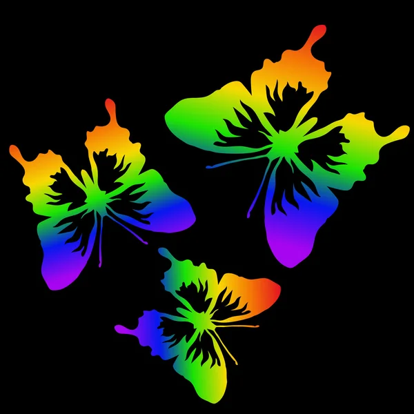 Imagen vectorial de seis rayas arco iris Mariposas — Archivo Imágenes Vectoriales