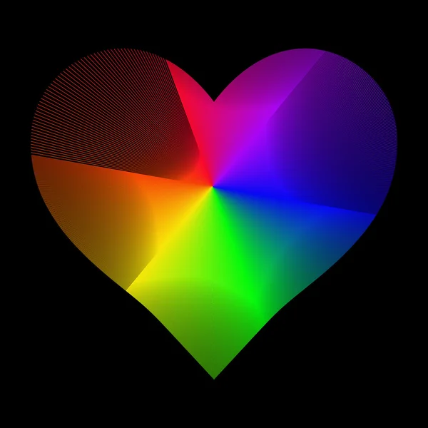 Vector afbeelding van zes-stripe regenboog hart — Stockvector