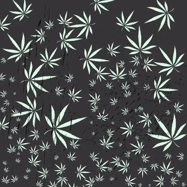 Achtergrond met Cannabis bladeren en krassen — Stockvector