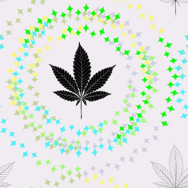 Patrón sin costura abstracto con hojas y círculos de marihuana — Archivo Imágenes Vectoriales