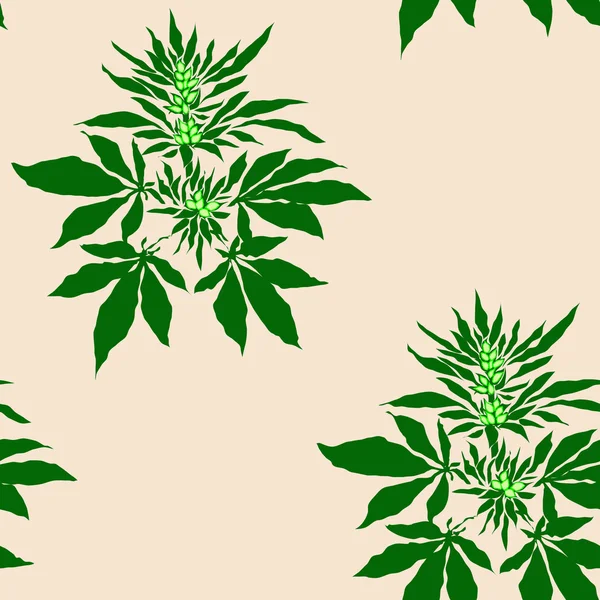 Patrón sin costura abstracto con planta de marihuana colorida con brotes — Archivo Imágenes Vectoriales