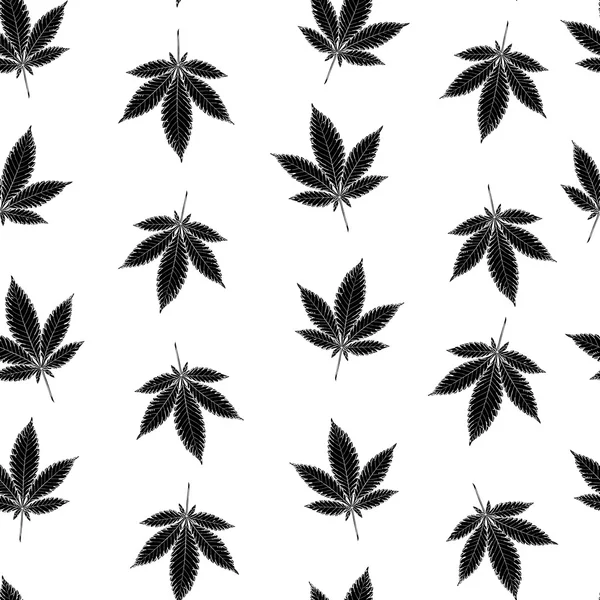 Patrón vectorial sin costura abstracto con hojas de marihuana — Vector de stock