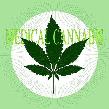 Marihuana yaprağı kelime tıbbi esrar ile soyut tarzda