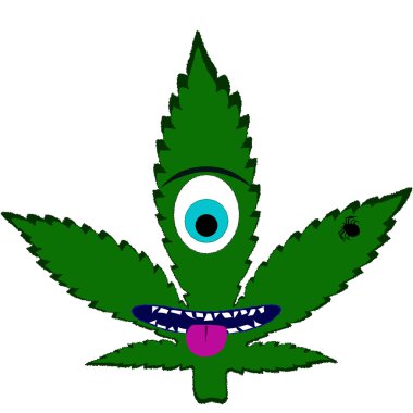 Iimage tek gözlü marihuana yaprağı ve sanat stil, biraz psychedelic bir şekilde yapılan bir hata