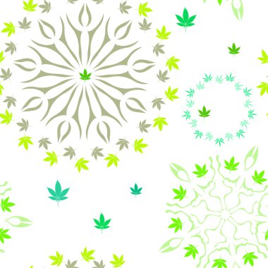 Soyut sorunsuz vektör desen renkli marihuanayla bırakır