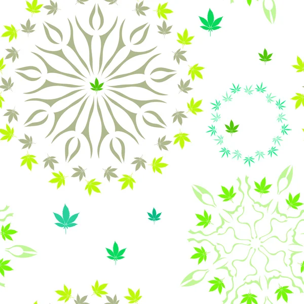 Абстрактный бесшовный векторный рисунок с красочными листьями марихуаны — стоковый вектор