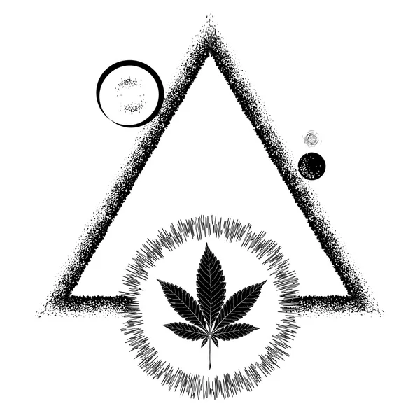Черный лист марихуаны и солнце — стоковый вектор
