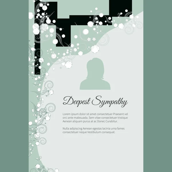 Deepest Sympathy vector lettering in abstract style, place for text and photo — Stock Vector