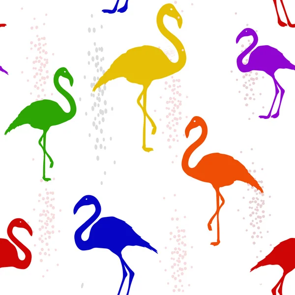 Abstracte naadloze patroon met zes-gekleurde regenboog Flamingo — Stockvector