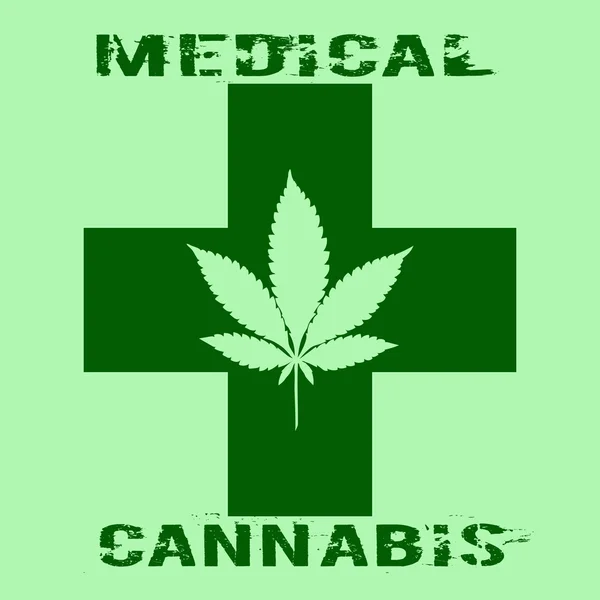 Marihuana yaprağı yeşil haç ve kelimeler tıbbi esrar
