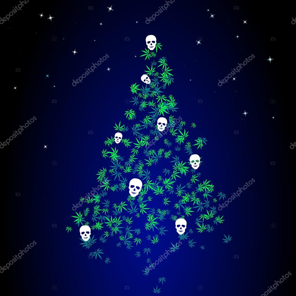Dark Christmas Tree with Marijuana leaves and Human Skulls Stock Vector by  ©NataliSven 85263578, image size:1024x1024