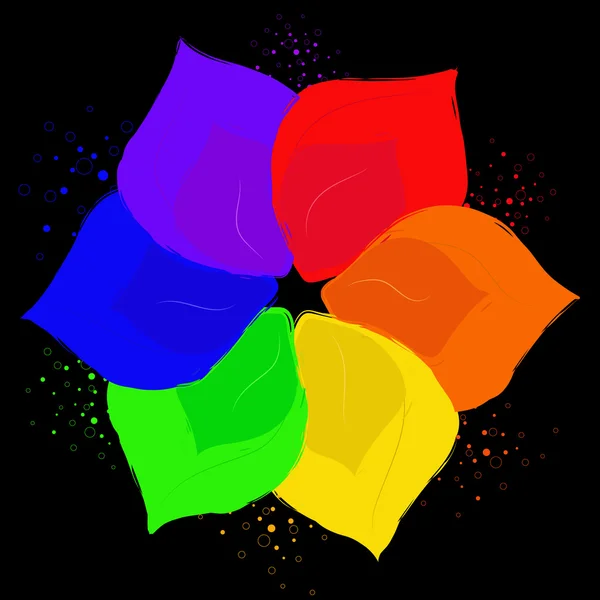 Fleur abstraite en six couleurs — Image vectorielle