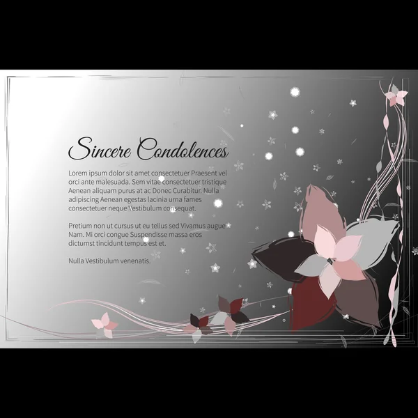 Tarjeta funeraria vectorial con elegante motivo floral abstracto — Vector de stock