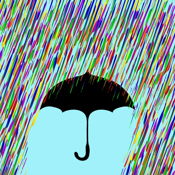 Guarda-chuva na chuva colorida —  Vetores de Stock