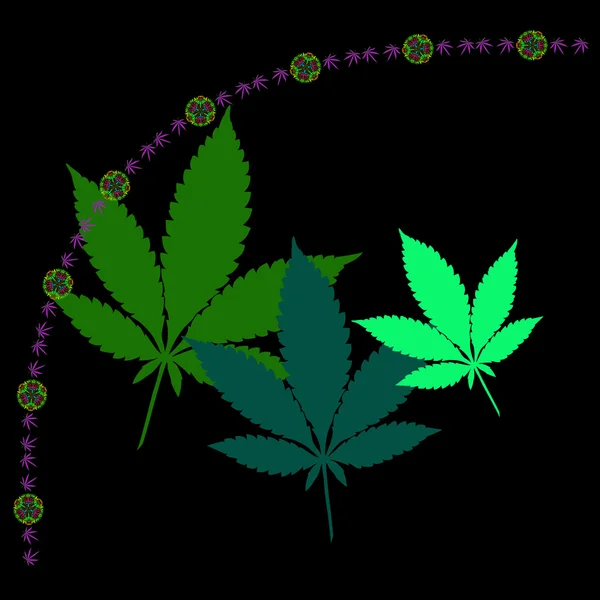 Марихуана листья и мандала цепь в абстрактном стиле — стоковый вектор