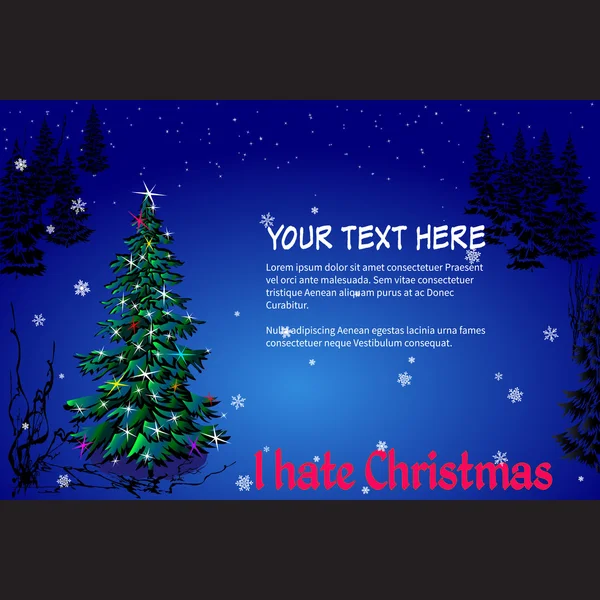 Christmas tree with words I hate Christmas. Frame for text — Stock Vector