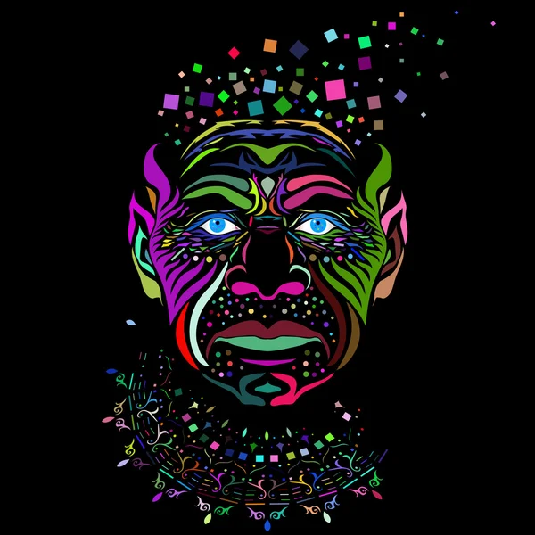 Hombre Cara en estilo de arte abstracto — Vector de stock