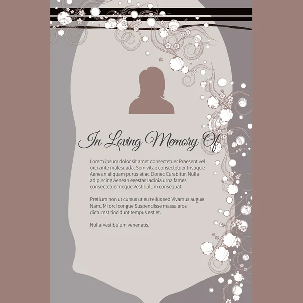 En Loving Memory Of vector lettering en estilo abstracto, lugar para texto y foto — Archivo Imágenes Vectoriales