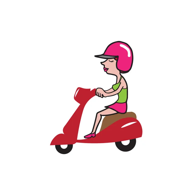 Transportation woman ridding scooter — Stock Vector