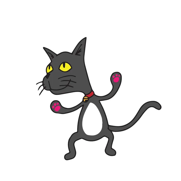 Animal desenho animado gato preto — Vetor de Stock