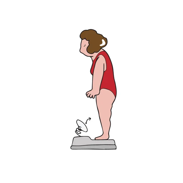 Woman weighting scale — Stok Vektör
