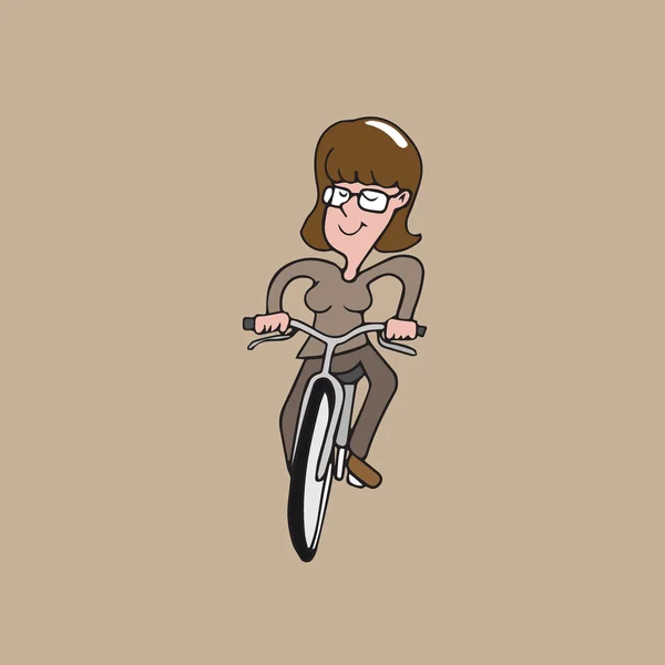 Persone donna liberando bicicletta 2 — Vettoriale Stock