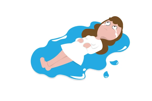 People woman sad sinking in tear — Stock Vector