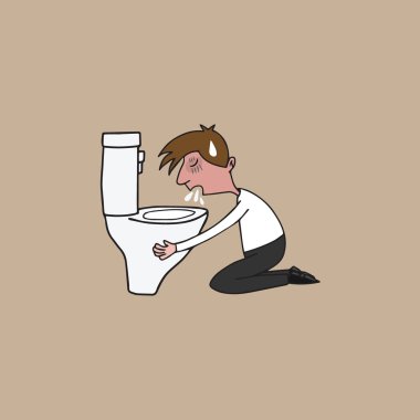 tuvalet karikatür çizim kusan adam