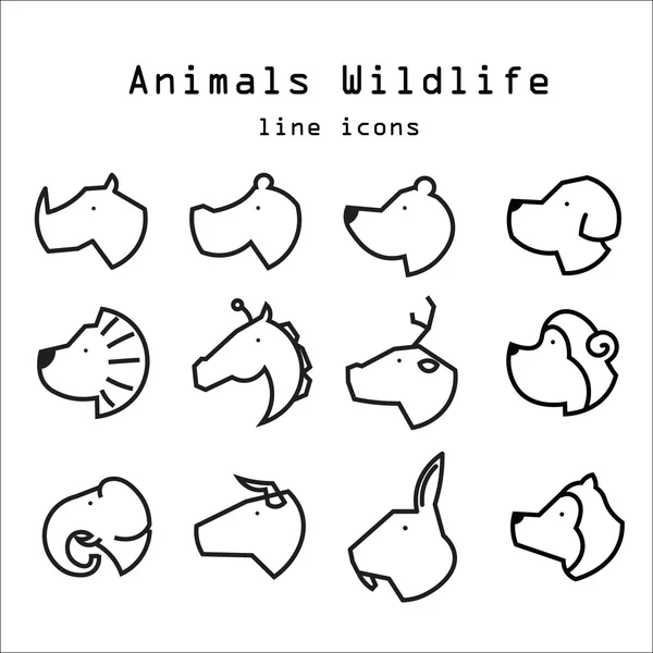 Animals wildlife line icons set 1 — Stock Vector
