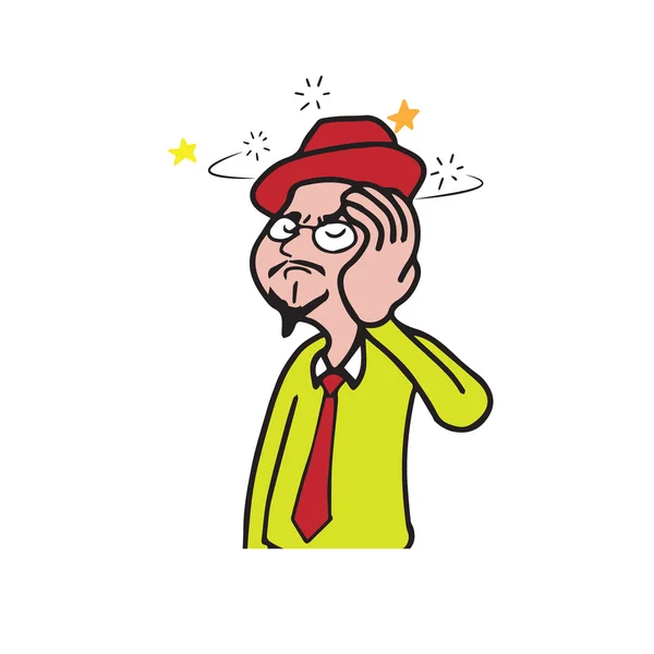 Homme de santé robe colorée maux de tête 2 — Image vectorielle