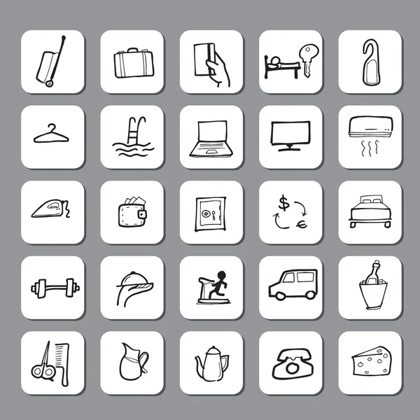 Hotel accessoires iconen set 1 — Stockvector