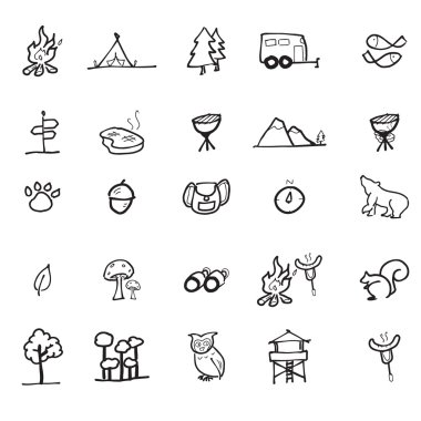 Kamp macera Icons set