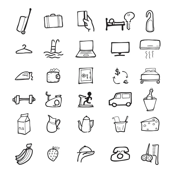 Hotel accessories icons set — Stock Vector