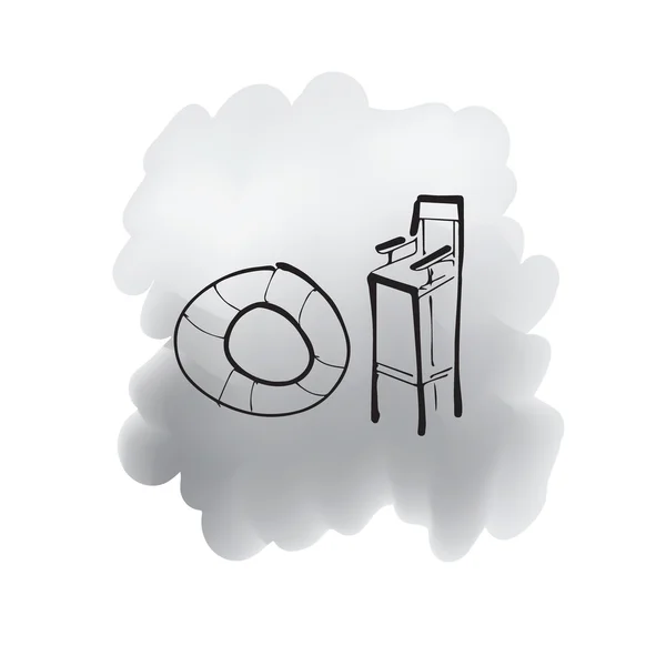 Rettungswache Stuhl Pinsel Zeichnung — Stockvektor