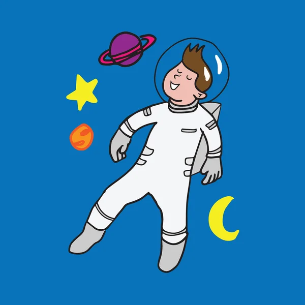 Astronaut utrymme promenader cartoon — Stock vektor