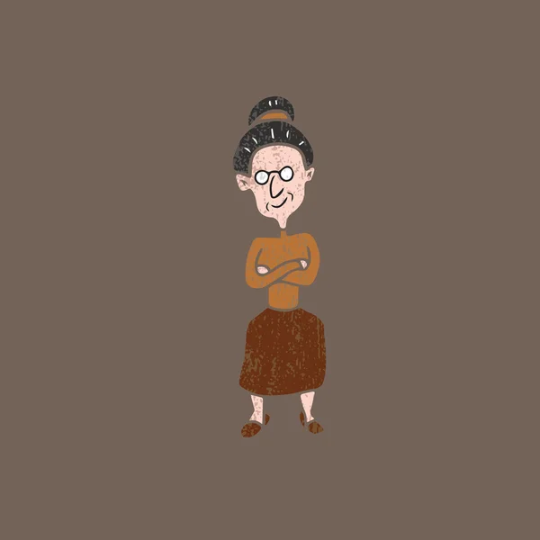 Peple velha mulher sentado carimbo — Vetor de Stock