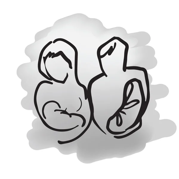 Parents hold twin babies — Stock Vector