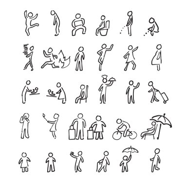 İnsanlar hareket çizim Icons 1 set