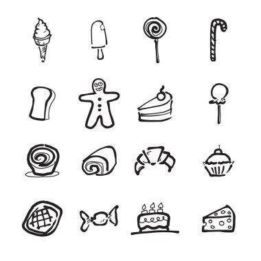 Tatlı ve dondurma karikatür çizim