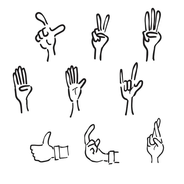 Hands and gesture drawing icons set — Stock Vector