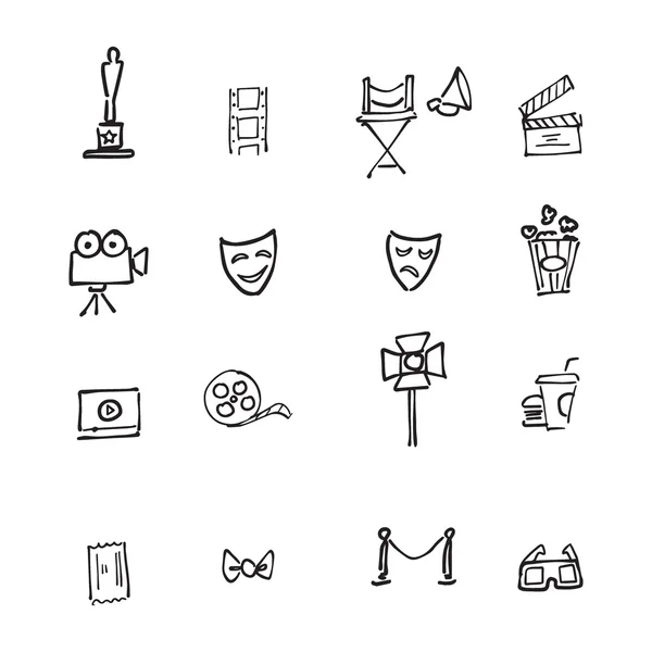 Movies drawing icons set — Stock Vector