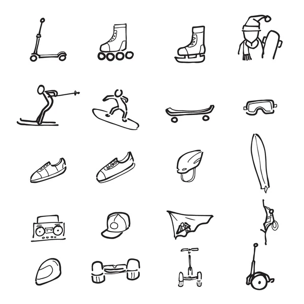 Sport gears drawing icons set — Stock Vector