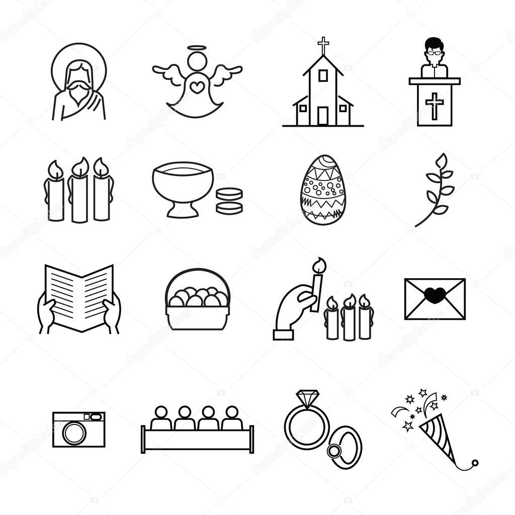 Church graphic line icons unexpanded