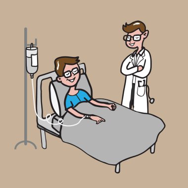 Doktor hasta karikatür çizim ilgilenir