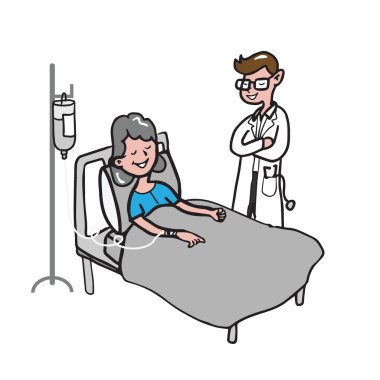 Doctor with old woman patient clipart