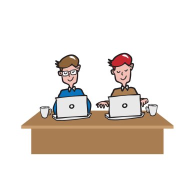 Coworking ofis alanı karikatür çizim