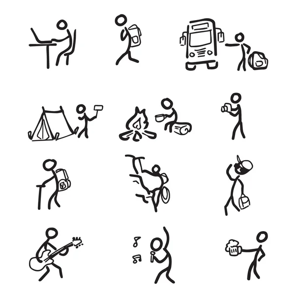 Macera seyahat ve piktogram karikatür çizim eğlendirmek