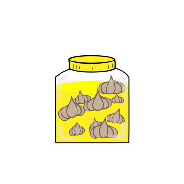 Bottle garlic perserved in salt water clipart