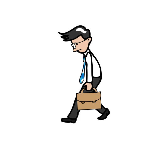 Uomo d'affari cammina lentamente e provato — Vettoriale Stock